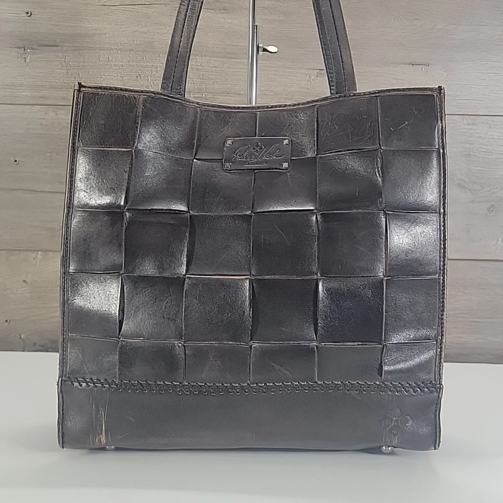 Patricia Nash Dark Brown Woven Leather Tote Bag